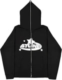 Vagbalena Unisex Zipper Hoodie Men's Women's 4TUNE Star Print Middle School Pullover Oversized Sweatshirt Teen Gothic Harajuku Streetwear