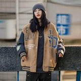 Men's Vintage Varsity Baseball Jacket, Unisex Casual Letter Print Patchwork Baseball Jacket, Couple Streetwear Letterman Jacket Bomber Jacket